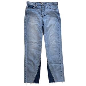 High Rise Straight Crop Jeans Joe's The Debbie Size 28 2 Tone Stretch Raw Hem
